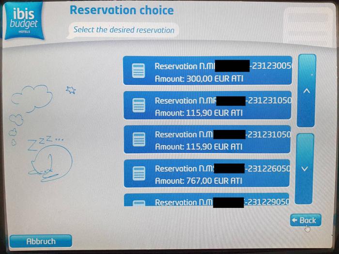 A slice of bookings from the booking list. The booking codes are masked.